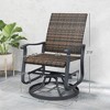 Wicker Rattan Swivel Patio Glider Chair Set of 2, Outdoor Glider Chair with Steel Frame, High Back - 3 of 4