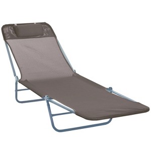 71.7'' Patio Chaise Lounge with 5-Position Reclining Back, Breathable Mesh Seat, Headrest - 1 of 4