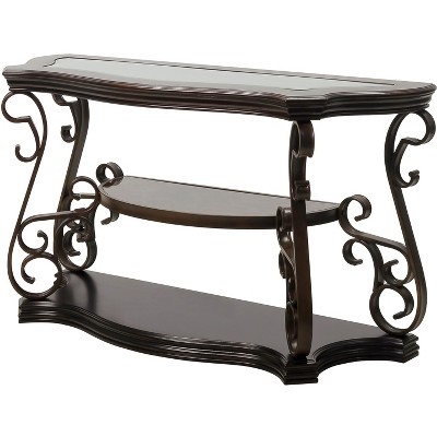 Vynxaria Elegant Sofa End Tables - Glass Top Console Table with Marble Shelf(54"Lx20"Wx30"H)