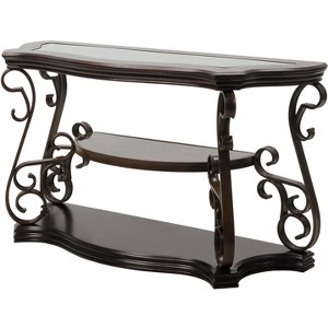Vynxaria Elegant Sofa End Tables - Glass Top Console Table with Marble Shelf(54"Lx20"Wx30"H) - 1 of 4