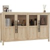 Garvee Sideboard Buffet Cabinet with 4 Glass Doors Large Modern Farmhouse Storage Pear Wood Finish - 3 of 4