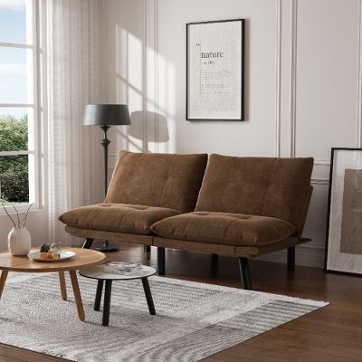 CAVINAS Modern Folding Sofa, Upholstered Convertible Sofa, Versatile 2-in-1 Sofa Bed, Loveseat Sofa with Adjustable Armrests and Backrest