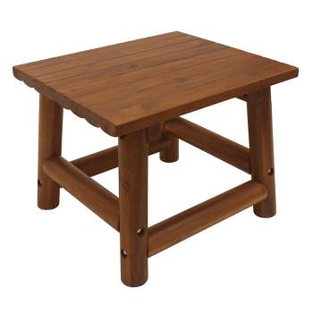 Leigh Country Amber Log Perch Handcrafted Hardwood Acacia Small Rectangular Accent Side End Table for Outdoor, Patio, and Garden, Brown