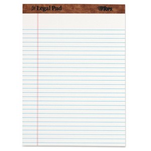 TOPS "The Legal Pad" Ruled Perforated Pads 8 1/2 x 11 3/4 White 50 Sheets Dozen 7533 - 1 of 4