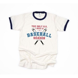 Simply Sage Market Women's Baseball Season Bats Checkered Ringer Tee - 1 of 3