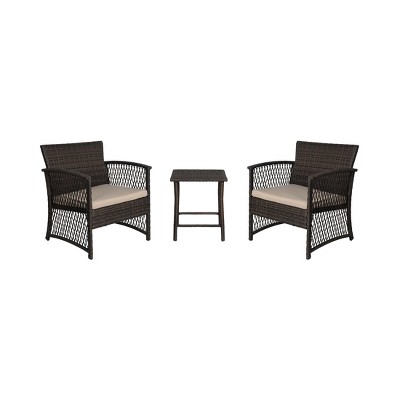 WestinTrends  3-Piece Outdoor Patio Conversation Set, Coffee/Beige