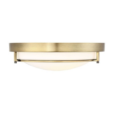 2 Light Flush Mount with Glass Natural Brass - Aurora Lighting