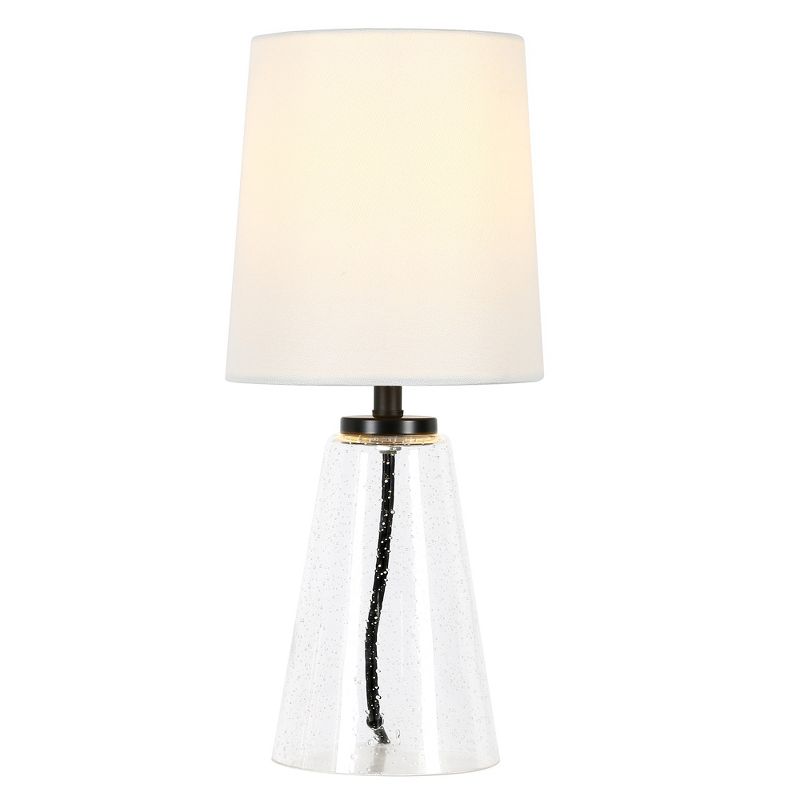 Hampton &#38; Thyme 15.75&#34; Tall Mini Lamp with Fabric Shade Seeded Glass/White, 4 of 10