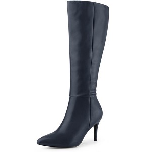 BLISSFUL STEP Women's Halloween Zipper Pointed Toe Stiletto Heel Knee High Boots - 1 of 4