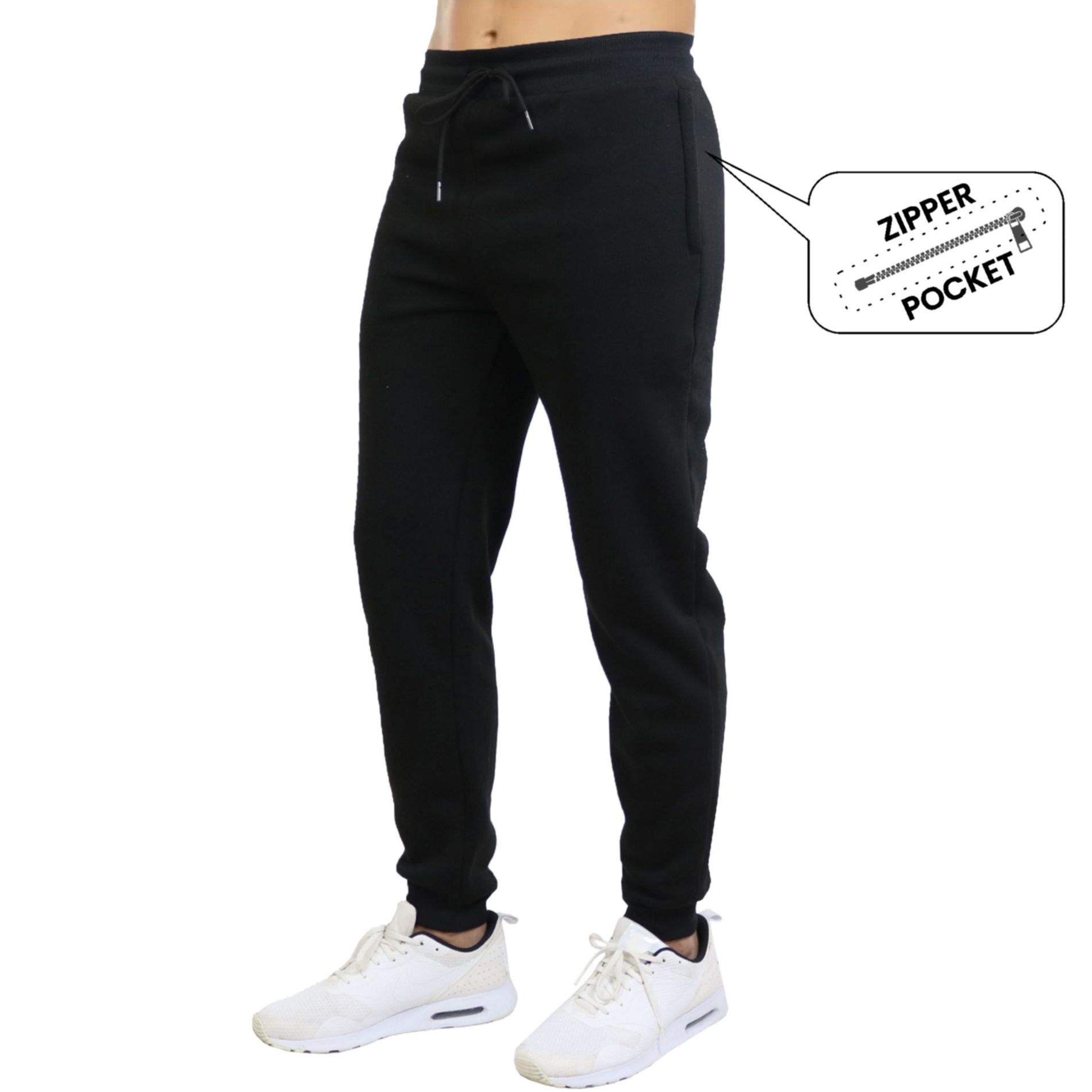Blu Rock Men's Modern Fit Heavyweight Classic Fleece Jogger Sweatpants With Zipper Side Pockets