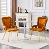 Set of 2 Modern Velvet Dining Chairs with Metal Legs, Upholstered Accent Arm Chairs for Kitchen, Dining Room, or Living Areas-Panipeachy - 2 of 4