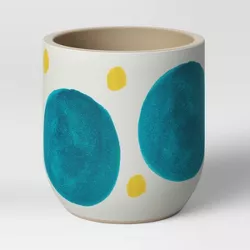 4" Ceramic Stoneware Planter White with Blue/Yellow Dots - Project 62™