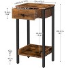 MaseiKar Tall End Table, Nightstand, Industrial Side Table with Drawer and Storage Shelf, for Study, Bedroom, Space Saving, Rustic Brown and Black - 3 of 4
