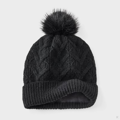 Girls' Cable Heart Beanie Hat - Cat & Jack Black - image 2