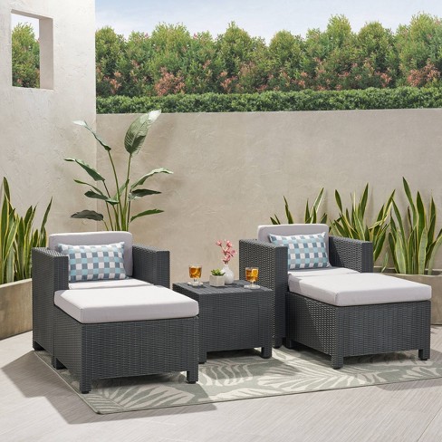 Grey rattan balcony discount set