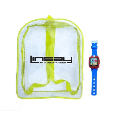 LINSAY Kids Smart Watch Blue Selfie Camera with HD 90 Degrees with Back Pack - Blue