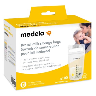 Medela Breast Milk Storage Bags, 100 Count, Ready to Use Breastmilk Bags  for Breastfeeding, Self Standing Bag, Space Saving Flat Profile,  Hygienically Pre-Sealed, 6 Ounce 100 Count (Pack of 1)