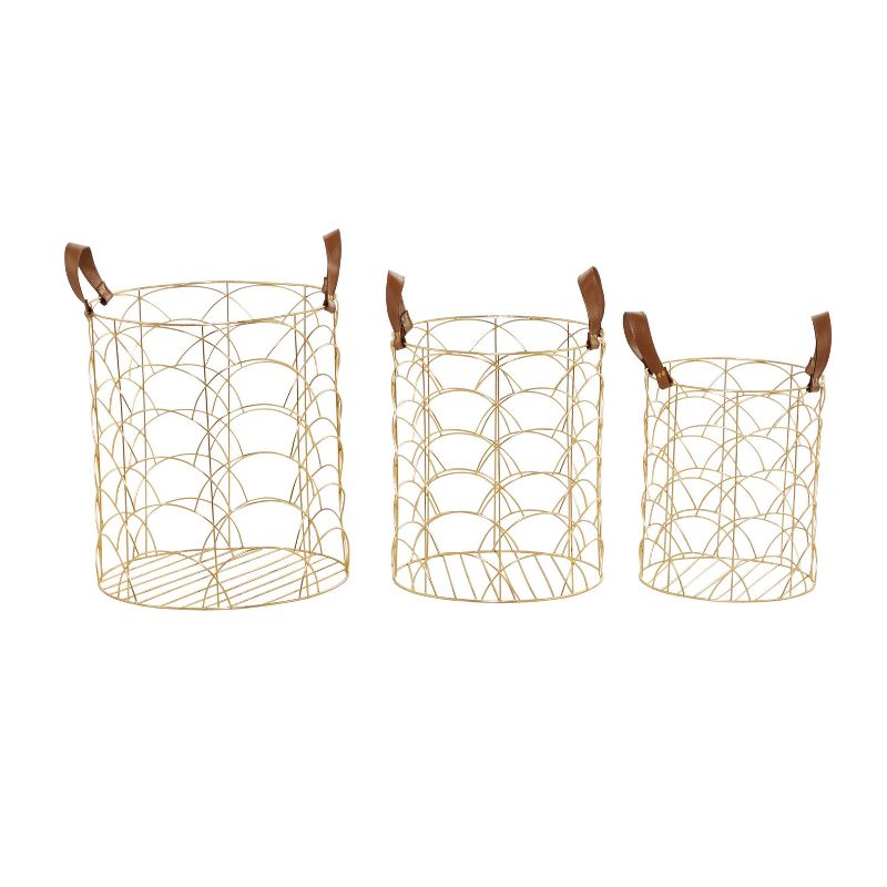 Set of 3 Large Metal Storage Baskets Gold - Olivia &#38; May, 1 of 6