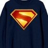 Superman Movie 2025 S Letter inside Diamond Shape, Red and Yellow Emblem, Symbol, Superhero, Power, on Navy Long Sleeve Adult Crew neck - 2 of 2