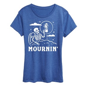 Women's - Instant Message - Mournin Skeleton And Coffee Short Sleeve Graphic T-Shirt - 1 of 4
