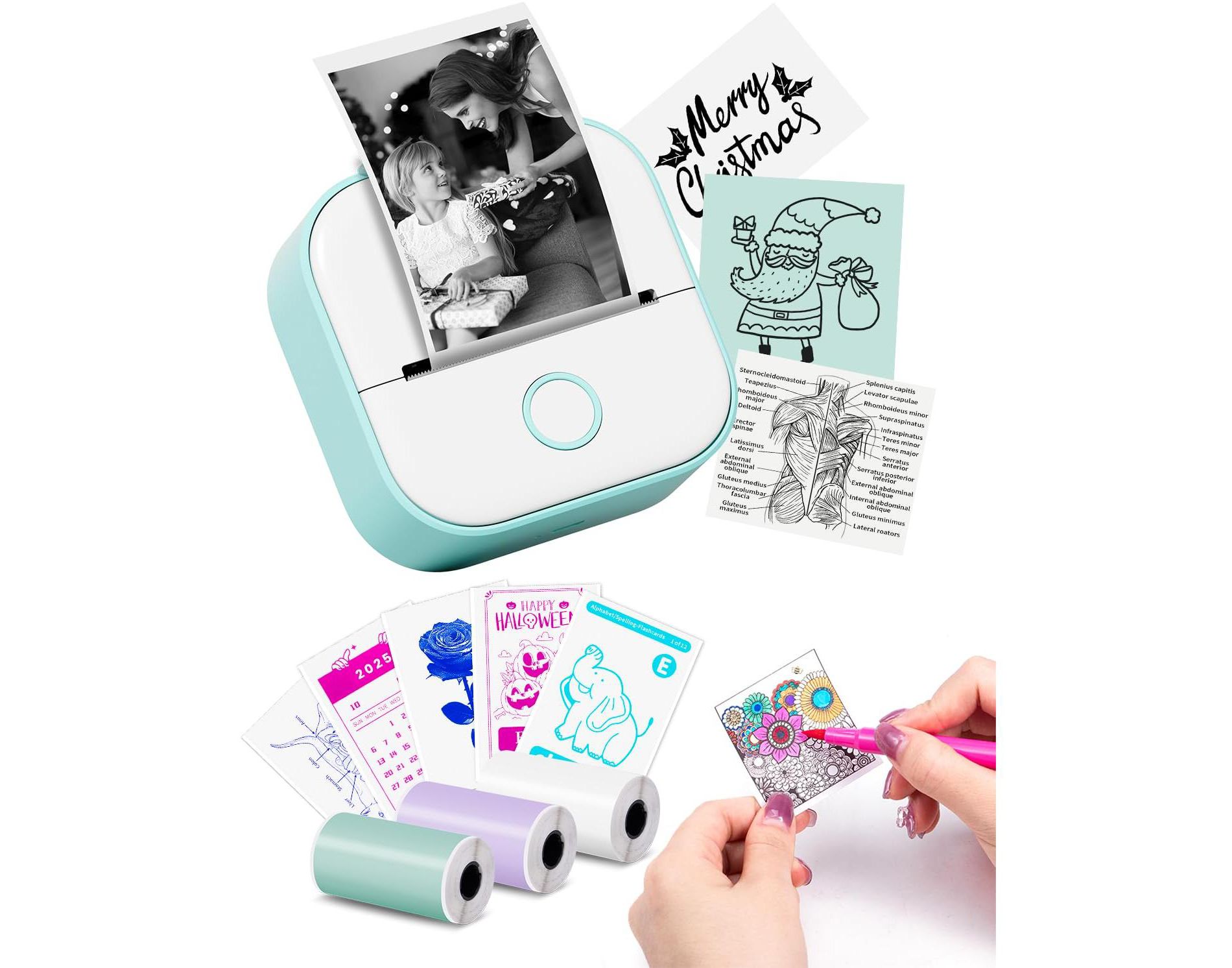 Sticker Mini Printer Pods Portable Thermal Inkless Sticker Maker Machine Bluetooth Instant Print