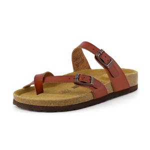 CUSHIONAIRE Luna Cork Footbed Women's Sandals-Comfortable Slip-On Slides with Adjustable Straps & Memory Foam|Beach Essential Summer Sandals for Women - 1 of 4