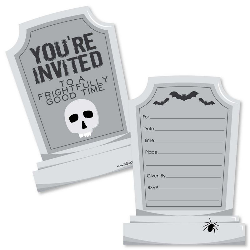 Big Dot of Happiness Graveyard Tombstones - Shaped Fill-in Invitations - Halloween Party Invitation Cards with Envelopes - Set of 12, 1 of 7