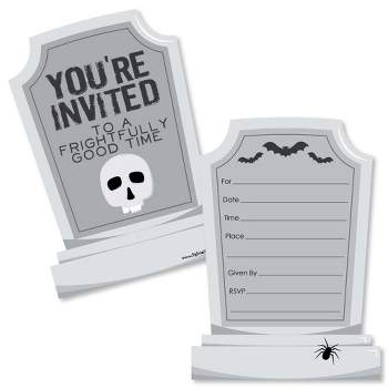 Big Dot of Happiness Graveyard Tombstones - Shaped Fill-in Invitations - Halloween Party Invitation Cards with Envelopes - Set of 12