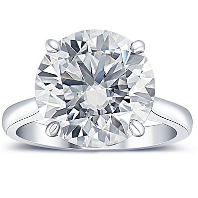 Pompeii3 6 Ct Moissanite Solitaire Engagement Ring 10k White Gold (12mm stone) - Size 7