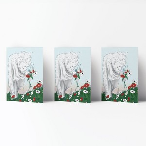 Everyday Greeting Card Pack (3ct) "Yeti Picking Flowers" by Ramus & Co - 1 of 4