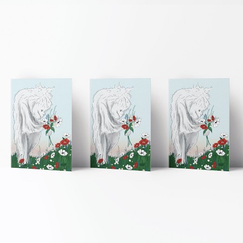 Everyday Greeting Card Pack (3ct) "Yeti Picking Flowers" by Ramus & Co - image 1 of 4