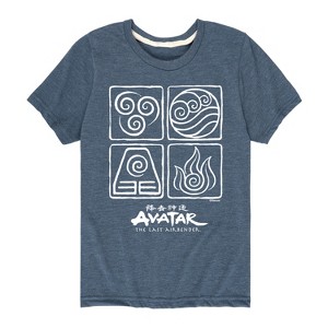 Boys' - Avatar: The Last Airbender - Air Water Earth Fire Grid Short Sleeve Graphic T-Shirt - 1 of 4