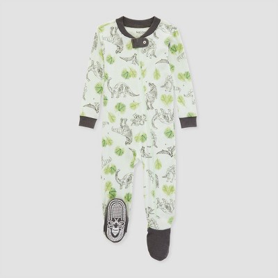 Image of Burt's Bees Baby® Baby Boys' Dino Rama Organic Cotton Footed Pajama - Light Green 3-6M