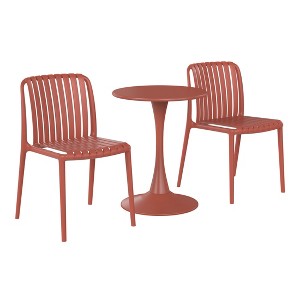 WestinTrends Playa 3-Piece Outdoor Metal Dining Table Set And Stackable Resin Patio Chairs - 1 of 4