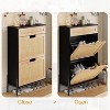Hidden Rattan Shoe Storage Cabinet with 2 Flip Doors & Drawer, Adjustable Freestanding Shoe Organizer with Metal Legs for Entryway & Hallway - 4 of 4