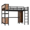 Metal Loft Bed with Wardrobe And L-shaped Desk Queen Size Loft Bed with Storage Cubes and Shelves Heavy Duty Loft Bed for Kids Teens Adults White - 3 of 4