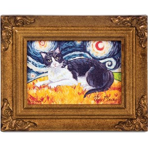 Pavilion Gift Company - Tuxedo - Van Meow - 3.5" x 5" Framed Canvas - Wall Sign Panels - 1 of 4