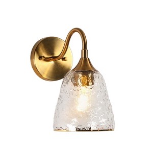 LNC Dolohovstrout 5.9-in 1-Lights Polished Gold and Ripple Glass Modern/Contemporary Bell Wall Lights - 1 of 4