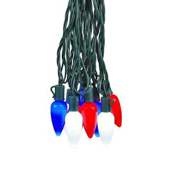 Novelty Lights LED C9 Ceramic Outdoor Lighting, Green Wire (25 Bulbs, 120 V)