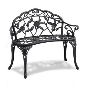 VEVOR Outdoor Bench, 38.8 inches Metal Garden Bench for Outdoors,480 lbs Load Capacity Bench, Outdoor Garden Park Bench with Backrest and Armrests - 1 of 4