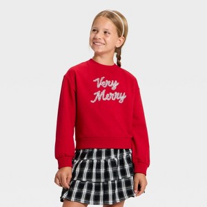 Girls' French Terry Pullover Sweatshirt - Cat & Jack™ - 1 of 3