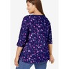 Woman Within Plus Size Perfect Printed Elbow-Sleeve Boatneck Tee - 3 of 4