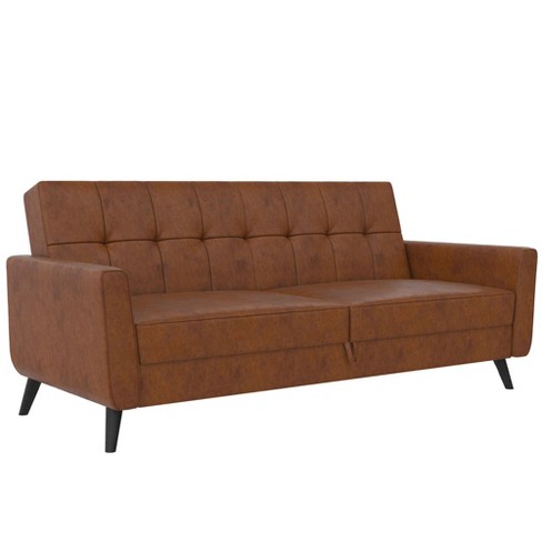 Dorel Home Products Parker Faux Leather Futon With Storage Camel Target