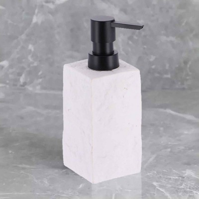 Evideco French Home Goods Modern Square Resin Soap & Lotion Dispenser - 9 fl oz, Stone Effect Design