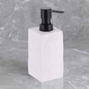 Evideco French Home Goods Modern Square Resin Soap & Lotion Dispenser - 9 fl oz, Stone Effect Design - 1 of 4