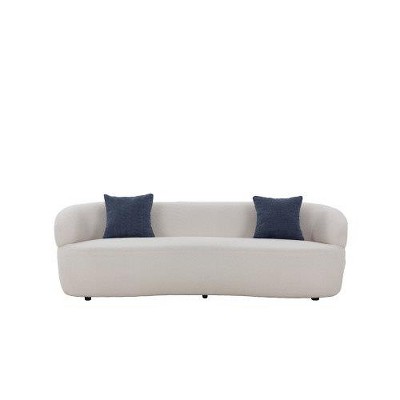 SYFERLORY Mid Century Modern Curved Sofa, 3 Seat Cloud couch Boucle sofa Fabric Couch for Living Room, Bedroom, Office Beige