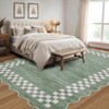 Washable Modern Scalloped Border Bedroom Living Room Rugs, Low Pile Non Slip Floor Carpet for Home - 4 of 4
