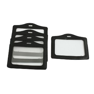 Unique Bargains 5 Pcs Black Clear Faux Leather Business ID Card Badge Holder - 1 of 4
