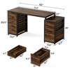 Resenkos Computer Desk, Office Desk, Study Desk,63" Computer Desk, Study Writing Table with File Cabinet and Storage Drawers,Brown - 4 of 4