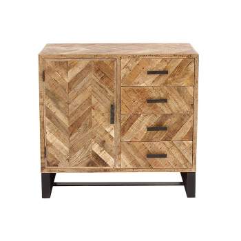 Contemporary Zigzag Pattern Mango Wood Cabinet Brown - Olivia & May
